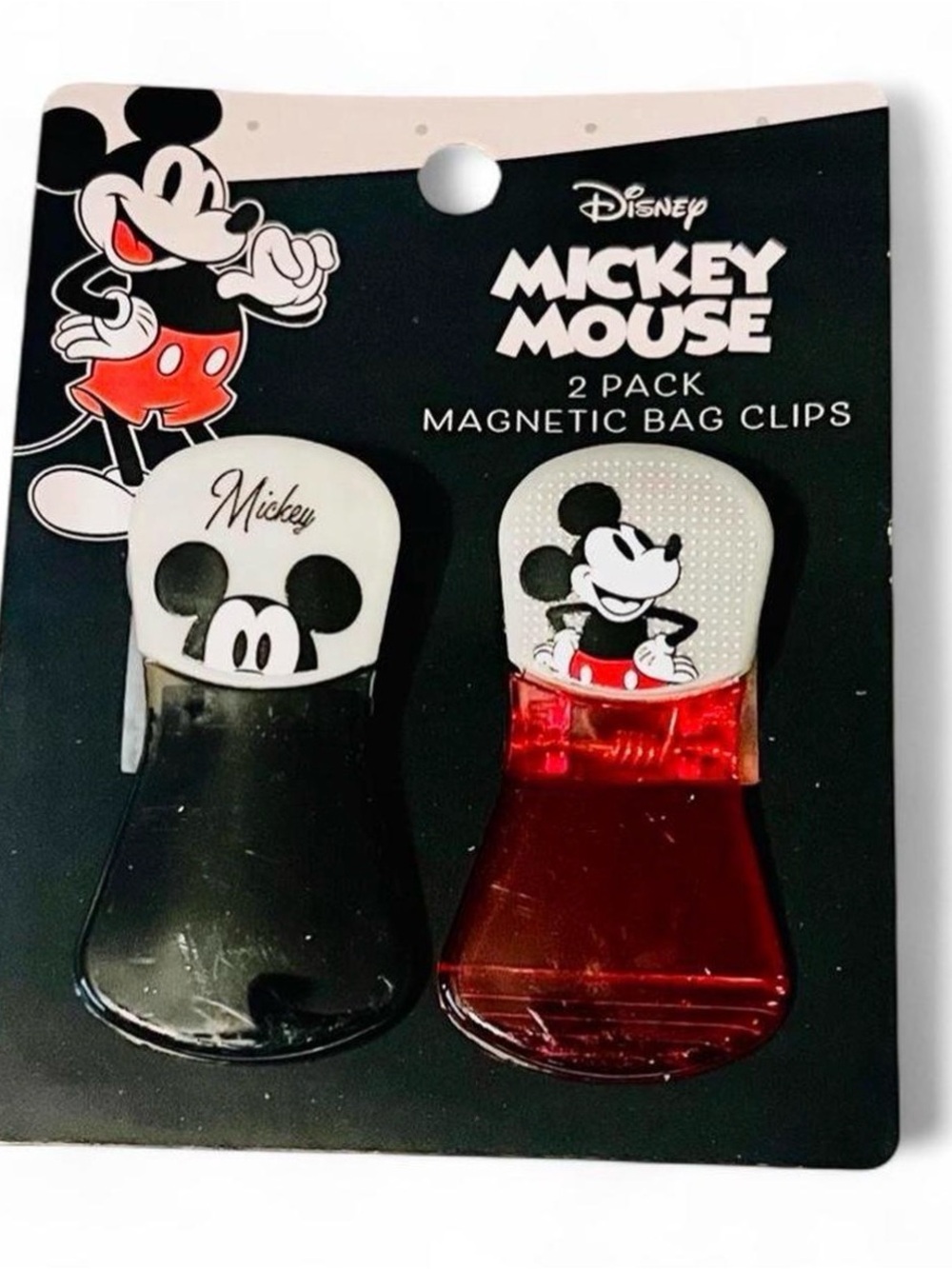 Disney Mickey Mouse 2-Pack Magnetic  Clips - Black & Red
